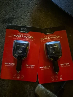 2 New CyberPower PowerTrip 160 Mobile Power DC to AC Inverter w/USB charging - Image 1 of 4