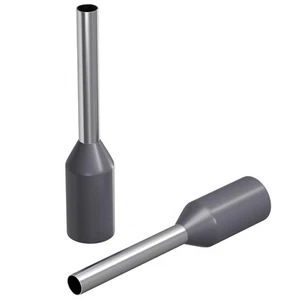100x Wire end ferrule isolated 0,75mm² grey Copper tinned 1,2x8mm Sleeve - Picture 1 of 4