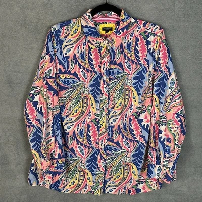 Talbots Топ Женский 1Xp Розовый Пейсли На пуговицах Длинный Рукав Опрятный Карьера Яркий - Изображение 1 из 4