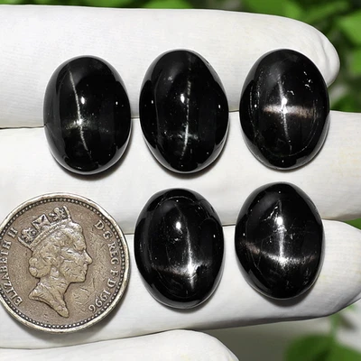 Estrella Nocturna ~ 5 PIEZAS Piedras Preciosas Cabujón Ovalado Estrella Negra Natural 19mm-20mm Foto 1 de 4