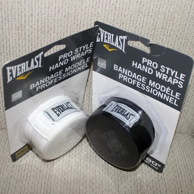 2 envolturas de manos Everlast 180" estilo profesional equipo de entrenamiento boxeo negro + blanco MMA Foto 1 de 4