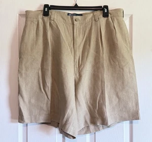 Polo Ralph Lauren Men’s 100% Linen Tyler Chino Shorts Beige Pleated Size 38 - Picture 1 of 5
