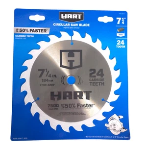 HART 7 1/4 pollici lama circolare 24 denti, denti a punta in carburo - Foto 1 di 5