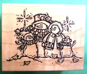 Estampilla de goma familiar de Navidad, montada en madera - Imagen 1 de 1