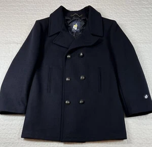 Michel Beaudouin Pea Coat Mens 48 Navy Blue Wool French Made in France Breton - Picture 1 of 20