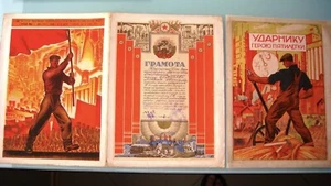 1932 Russian Soviet Propaganda Avant-Garde Constructivism Award of Merit Poster - Picture 1 of 12