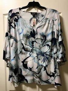 NEW Karen Kane Plus Size 3X Bella Blue Flare Sleeve Top, Retail, $138 - Picture 1 of 6
