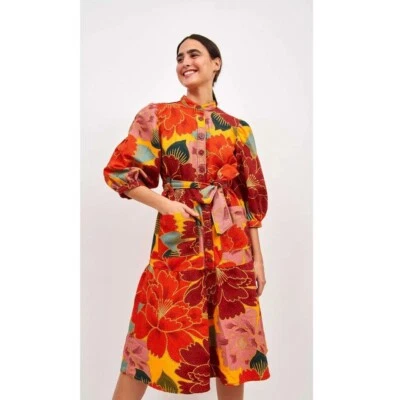 Farm Rio Solar Chita Canvas Midi Dress Size Medium New - Image 1 of 4
