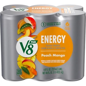 Peach Mango Energy Drink 8 fl oz Can Pack of 6 - Picture 1 of 5