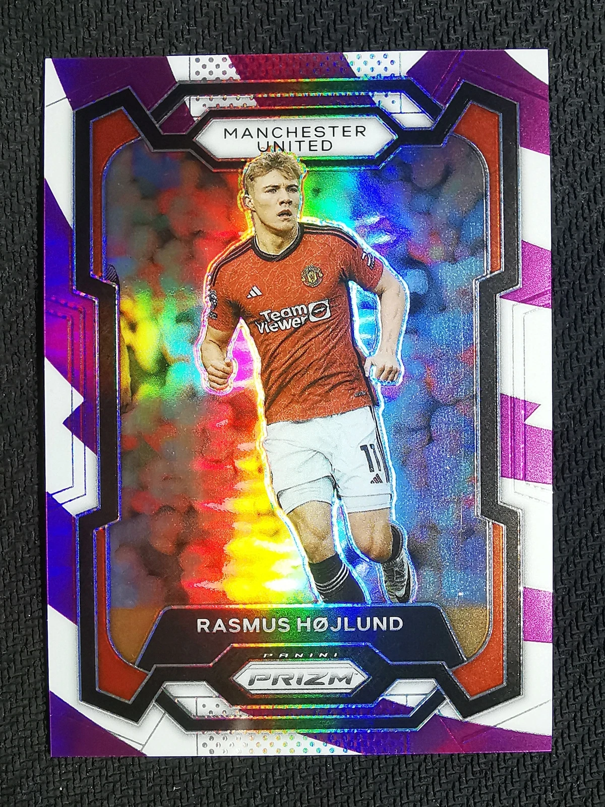 2023-24 Panini Prizm EPL RASMUS HOJLUND Purple Stripes /92 Manchester United cz