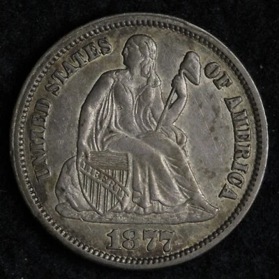 1877 Seated Liberty Silver Dime CHOICE BU *UNCIRCULATED* MS E417 ZLL - Image 1 of 2