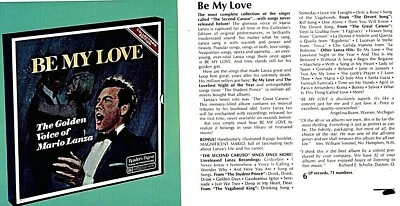 MARIO LANZA Be My Love 1968 RCA / READERS DIGEST SIX LP VINYL RECORD BOX SET M- - Image 1 of 4