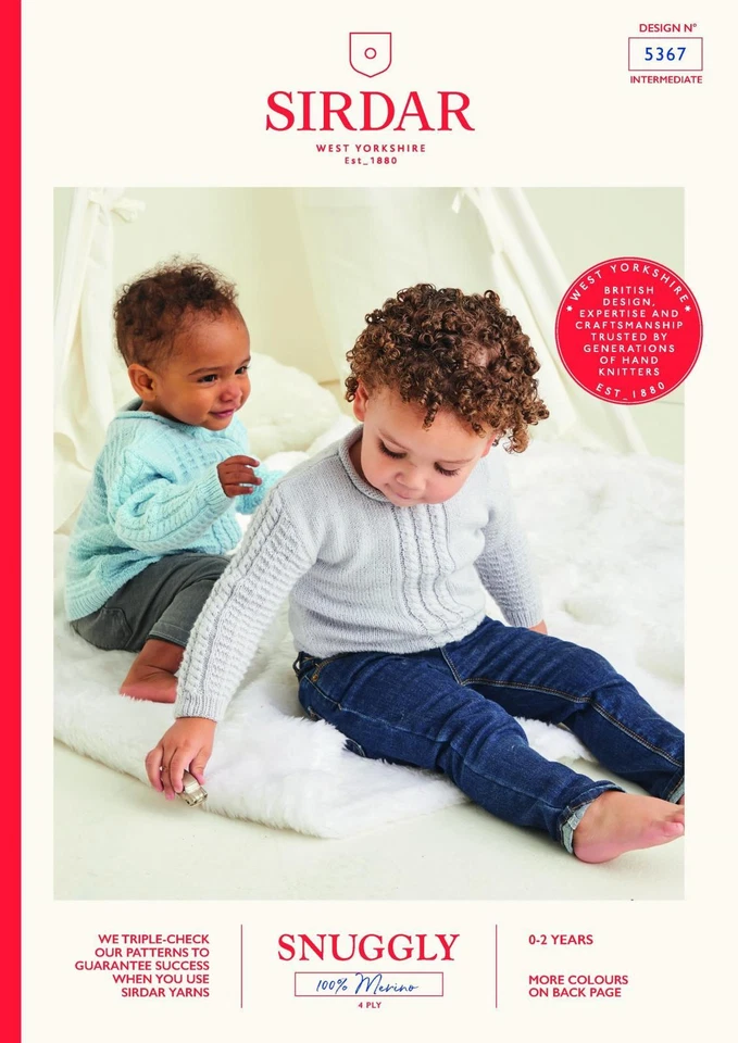 Sirdar 5367 Knitting Pattern Baby Sweaters in Snuggly 100% Merino 4 Ply - Image 1 of 1