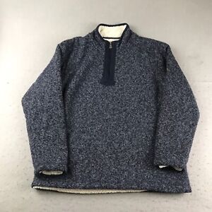 Orvis Sweatshirt Mens Medium Blue Fleece Lined 1/4 Zip Pullover Heavyweight