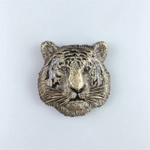 Fibbia da cintura vintage bronzo re degli animali tigre western fauna selvatica anche stock USA - Foto 1 di 7