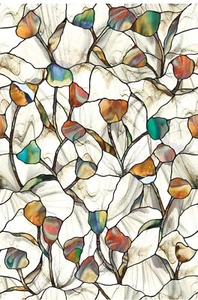 NEW Tulips Stained Glass Privacy Static Cling Window Film 24x36 Decor - Picture 1 of 6