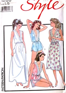 Vtg 80s STYLE Womens Misses Sewing Pattern Nightgown Lingerie size L 18 20 - Picture 1 of 2