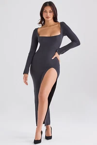 NWT HOUSE OF CB Tolani Charcoal Cashmere Knit Maxi Dress, XS, Charcoal - Picture 1 of 9