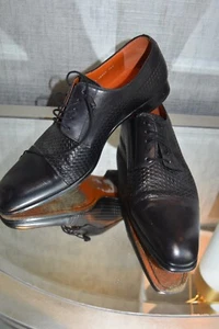 Men's MEZLAN Coloma Black Leather Lace Up Dress Shoes Size 12 M- Pre-Owned - Picture 1 of 8