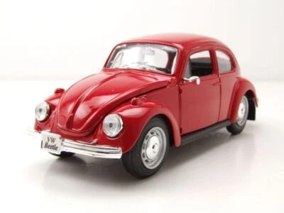 VW Maggiolino 1973 Rosso Modellino Auto 1:24 Maisto - Immagine 1 di 4