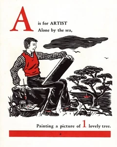 Vintage ABC Letter A Alphabet Print 1950s Artist Painter Painting Print 5346 - Picture 1 of 2