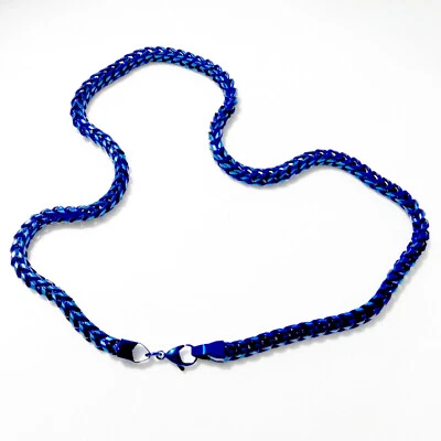Calidad Azul Joyería Hombre Acero Inoxidable Figaro Cadena Collar 6mm 24"" Moda Foto 1 de 4