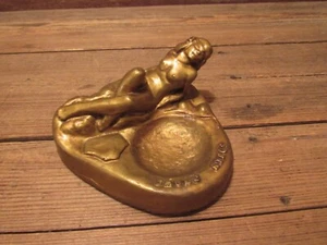 Antique Folk Art Chalkware Nude Girl Woman Ash Tray Ashtray Statue - Michigan - Picture 1 of 8