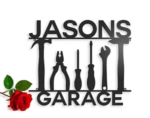 Personalized Metal Garage Sign Custom Name Plaque Wall Art Man Cave Dad's Gift - Picture 1 of 8