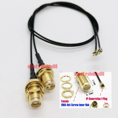 2pcs SMA Out-Screw Inner Hole to IP-Connector 1 Wire 30CM Cable For FPV Receiver - Image 1 of 4