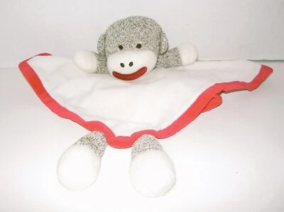 Baby Starters носок обезьяна милый погремушка безопасности одеяло атласный назад красный и белый - Изображение 1 из 2