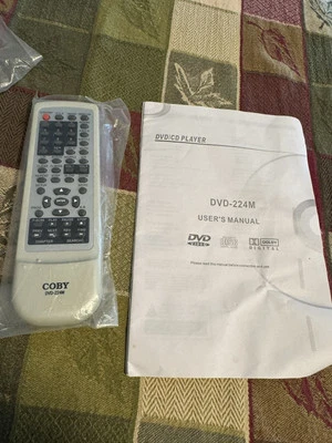 Coby DVD-224 DVD Player Remote Control Replaces / Fits DVD-755, DVD-237, DVD224M - Image 1 of 2