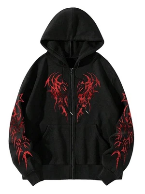 Men's Zip Up Graphic Hoodie Long Sleeve Drawstring Thermal Jacket Sweatshirt ... - Image 1 of 4