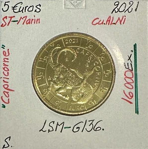 SAINT-MARIN - 5 Euro Commémorative 2021 en CU.AL.NI // SUP (Capricorne) - Picture 1 of 2