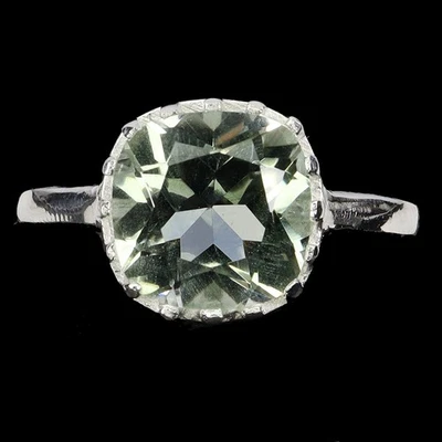 925 Sterling Silver Ring Cushion Green Amethyst 10mm Natural Gemstone Jewelry 8 - Image 1 of 4