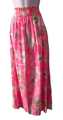 Maxi Falda Lanz Rosa Brillante + Verde Súper Preppy Floral Vintage Años 70 Algodón XS/S Foto 1 de 4