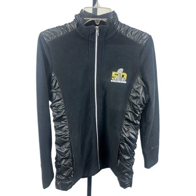 Cutter & Buck Women's Size Medium Super Bowl 50 Black Fleece Jacket NFL - Image 1 of 4