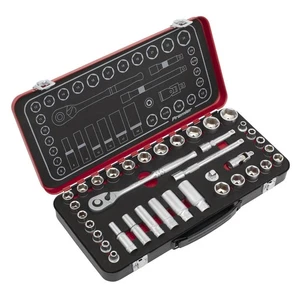 Sealey Socket Set 3/8"D 37pc Metric Imperial Single Hex Standard Length AK7923 - Picture 1 of 7