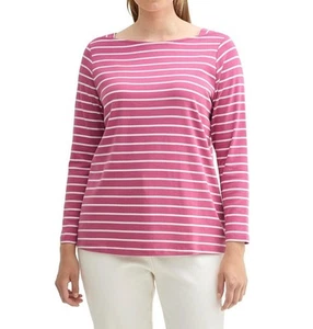 TOM TAILOR Plus Damen Shirt Langarm U-Boot-Ausschnitt rosé gestreift Gr. 44 NEU - Bild 1 von 5