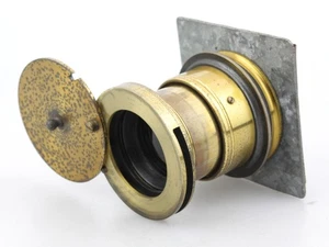 Antique ~6" Brass (Petzval?) Lens, with Square Lens Board - Picture 1 of 9