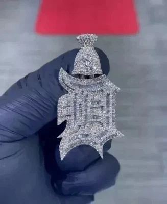 3Ct Baguette Cut Lab-Created Customize Letter Pendant 14K White Gold Plated - Image 1 of 3