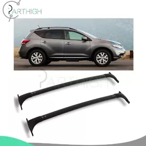 For Nissan Murano 2009-2014 Black Top Roof Rack Cross Bar Aluminum Blk Pair - Picture 1 of 8