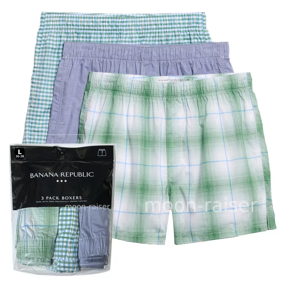 Calzoncillos boxer Banana Republic para hombre GRANDES verde azul a cuadros guinga Foto 1 de 3