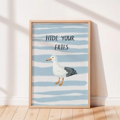 Decoración de pared costera Hide Your Fries Seagull, decoración divertida para el hogar, decoración de pared Foto 1 de 4