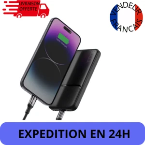 Batterie Externe 10000mAh Mini Chargeur Universal Portable Compact Noir Blanc - Photo 1/6
