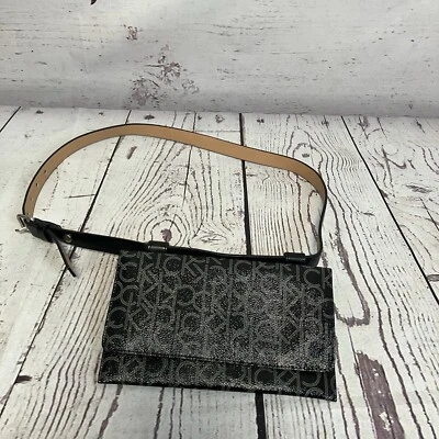 Calvin Klein Purse Magnet Snap Fanny Pack 5 x 8.5 Synthetic Leather CK Pattern - Image 1 of 4
