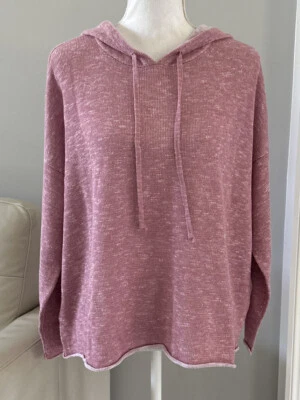 Eileen Fisher Organic Linen/Cotton Short Hoodie Pullover F1PFF-W5879M SzL Magno - Image 1 of 4