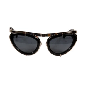 Linda Farrow Erdem Women EDM/3/6 Cat Eye Sunglasses Black Silver Round Shades - Picture 1 of 12