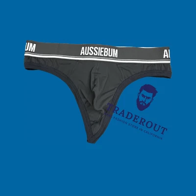 AussieBum Men charcoal Gray Microfiber Nylon thong underwear S M L XL - Image 1 of 4