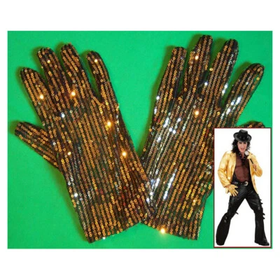 GOLDENE PAILLETTEN HANDSCHUHE Karneval Fasching Popstar Show Star Kostüm Party - Bild 1 von 3