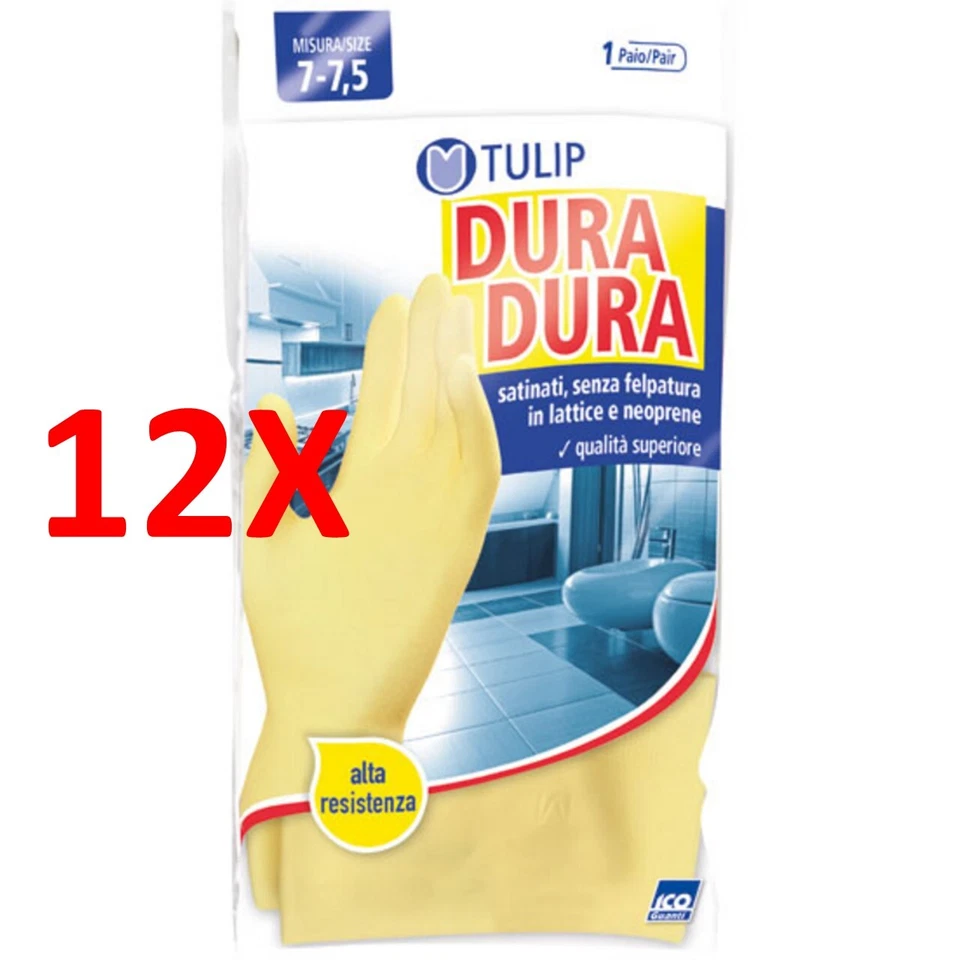 12 X Tulip Dura Dura Guanti Satinati Senza Felpatura In Lattice E Neoprene Misu